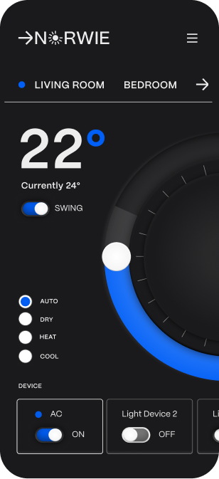 NORWIE app — AC and climate controls